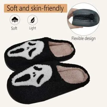 EGAEATU Halloween Slippers for Women,Soft Plush Comfy Halloween Ghost Slippers Slip-on Cozy Indoor O...