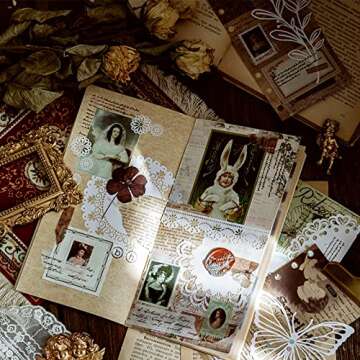 30 PCS Vintage Scrapbooking Paper Cutout Lace Scrapbook Paper Journaling Decorative Paper Aesthetic Scrapbooking Paper for Bullet Journals Junk Journal Planners Art Craft Picture Frames