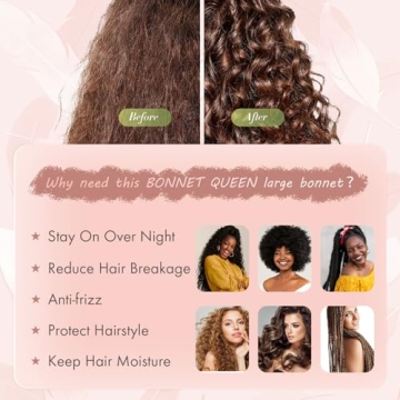 BONNET QUEEN Large Silk Bonnet for Sleeping Women