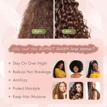 BONNET QUEEN Large Silk Bonnet for Sleeping Women