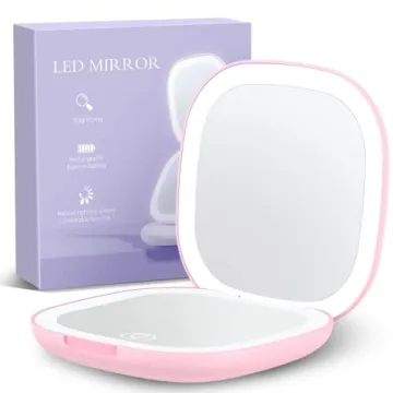 Gospire Double-Sided Rechargeable Travel Makeup Mirror with Lights and Magnification 10X, LED Compac...