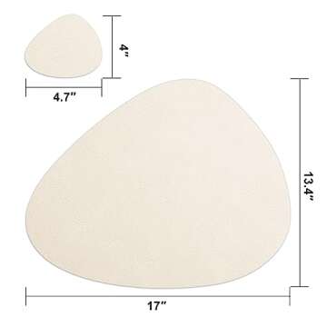 AHHFSMEI Placemats Set of 6 Coasters and 6 Faux Leather Place mats Waterproof Coffee Mats Easy Clean Table Mats (Beige)