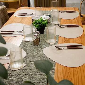 AHHFSMEI Placemats Set of 6 Coasters and 6 Faux Leather Place mats Waterproof Coffee Mats Easy Clean Table Mats (Beige)