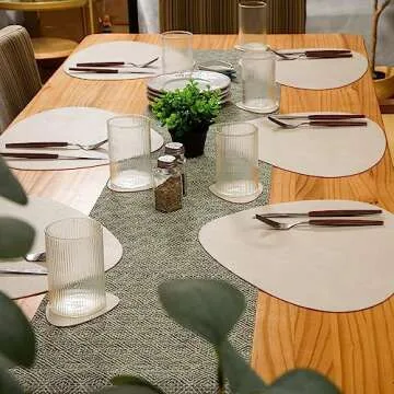 AHHFSMEI Placemats Set of 6 Coasters and 6 Faux Leather Place mats Waterproof Coffee Mats Easy Clean Table Mats (Beige)