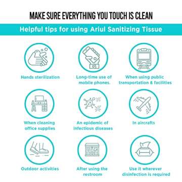 Ariul Stress-Relieving Hand Sanitizing Tissue Hand Sanitizing Wipes 100% Alcohol Free, Moisturizing Hand Sanitizer Tissues Clinically Tested, 15 sheets per Pack, Travel size (Pack of 9, 135)