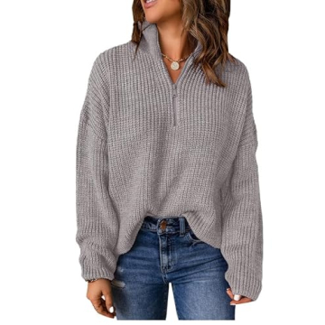 EVALESS Fall Sweaters for Women Long Sleeve Knit Tops Quarter Zip Pullover Sweater Womens Business C...