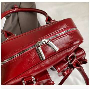 Y2k Small Shoulder Bag Purses For Women Waterproof Leather Trendy Satchel Handbags Clutch Tote Designer Bags (Red)