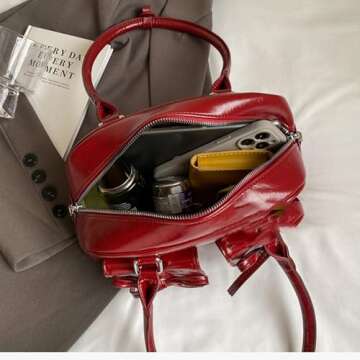 Y2k Small Shoulder Bag Purses For Women Waterproof Leather Trendy Satchel Handbags Clutch Tote Designer Bags (Red)