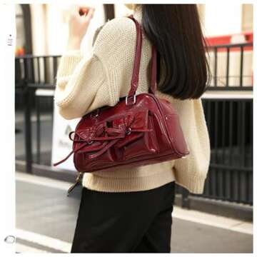 Y2k Small Shoulder Bag Purses For Women Waterproof Leather Trendy Satchel Handbags Clutch Tote Designer Bags (Red)