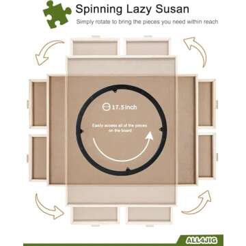 ALL4JIG 2000 Piece Rotating Puzzle Board with Drawers and Cover,29.7"x41.3"Portable Wooden Jigsaw Puzzle Table for Adults Portable,Lazy Susan Spinning Puzzle Boards Birthday Gift for mom