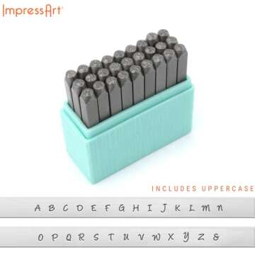 ImpressArt -The Original Basic Bridgette Letter & Number Metal Stamping Kit - (63 Piece Punch Set) Complete Set of 3 Metal Stamps - Uppercase/Lowercase/Number - 3MM