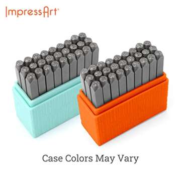 ImpressArt -The Original Basic Bridgette Letter & Number Metal Stamping Kit - (63 Piece Punch Set) Complete Set of 3 Metal Stamps - Uppercase/Lowercase/Number - 3MM