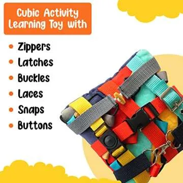 SENSORY4U Buckle Pillow Sensory Fine Motor Development Toy Activity Plushie - OT Therapy Tool Threading Counting Colors Latches Sorting Skills in One - 2nd Edition