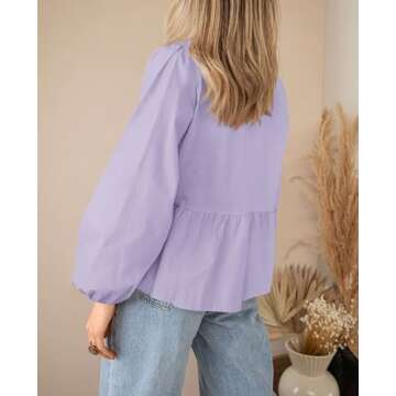 PRETTYGARDEN Women's Babydoll Peplum Blouse Shirt Puff Long Sleeve Bow Tie Front Trendy Cute Y2K Goi...