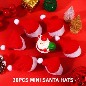 Eshylala 30 Pcs Mini Santa Claus Hats - Christmas Lollipop Candy Party Supplies