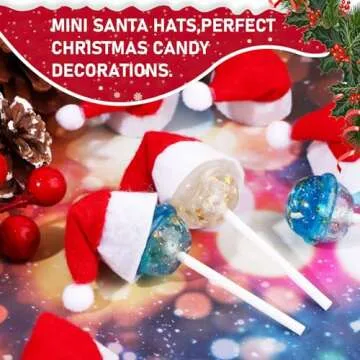 Eshylala 30 Pcs Mini Santa Claus Hats - Christmas Lollipop Candy Party Supplies