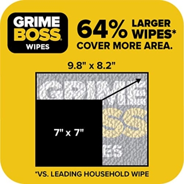 Grime Boss Heavy Duty Wipes for Hands and Surfaces 180 Count