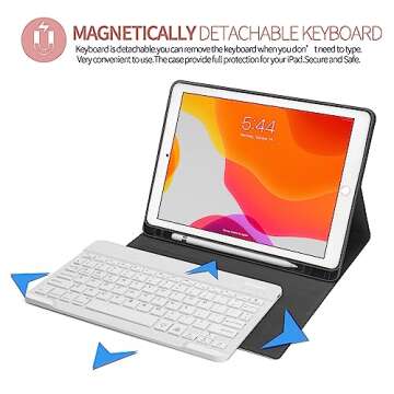 BORIYUAN Keyboard Case for iPad 9th/8th/7th Generation, Detachable Wireless Bluetooth Keyboard Slim ...
