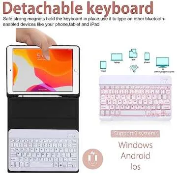 BORIYUAN iPad Keyboard Case - Slim & Detachable Design