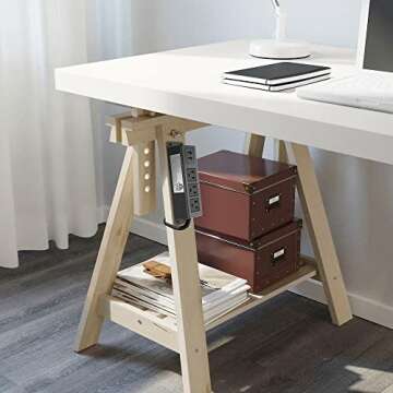 CCCEI 3 Outlets Wall Mount Power Outlet Strip with USB, Under Desk Power Strip Mountable Large Flat Plug, Desk Mount, 6FT Power Cord.