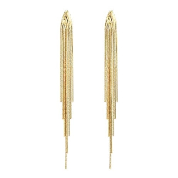 Long Chain Gold Tassel Earrings for Women Prom Statement Dangle Drop Earrings Elegant Formal Bridesm...