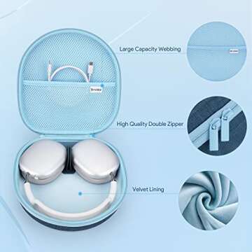 Yinke Smart Case for Apple AirPods Max Supports Sleep Mode, Hard Organizer Portable Carry Travel Cover Storage Bag (Blue)