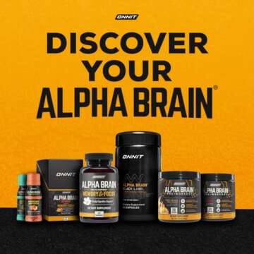 ONNIT Alpha Brain Black Label Capsule (80ct) Premium Citicoline Brain Supplement - Focus, Concentration & Memory - Lion's Mane, Hericium Erinaceus, L Theanine & Mucuna Pruriens