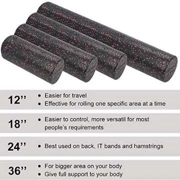 ATIVAFIT Yoga Foam Roller Black+Blue 12 inches