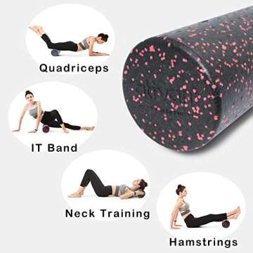 ATIVAFIT Yoga Foam Roller Black+Blue 12 inches