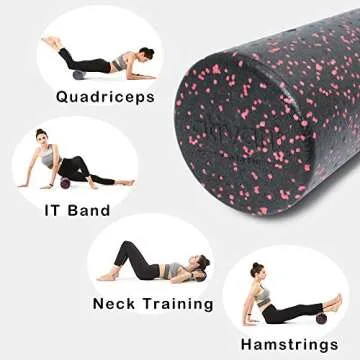 ATIVAFIT Yoga Foam Roller Black+Blue 12 inches