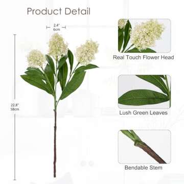 Briful 3PCS Artificial Flowers Faux Skimmia Spray with Leaves 22.8 Inch Long Stem Fake Flowers for H...