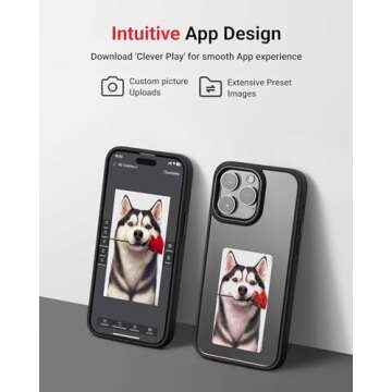 XCOOL InkPlay E-Ink Screen Phone Case, DIY Wireless NFC Photo Display Smart Phone Case, Custom Phone Protective Case, Anti-Drop Water-Resistant Ink Phone Case Compatible with iPhone 13 Pro, Black