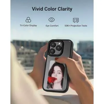XCOOL InkPlay E-Ink Screen Phone Case, DIY Wireless NFC Photo Display Smart Phone Case, Custom Phone Protective Case, Anti-Drop Water-Resistant Ink Phone Case Compatible with iPhone 13 Pro, Black
