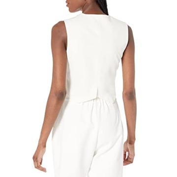 The Drop Women's Sadie Cropped Slim Vest, Ivory, XXS