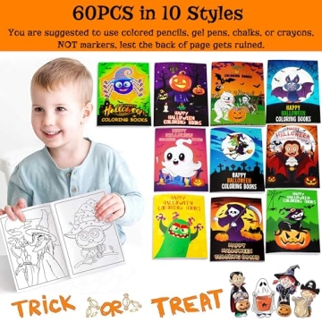 60PCS Halloween Coloring Books for Kids - Fun Party Favors