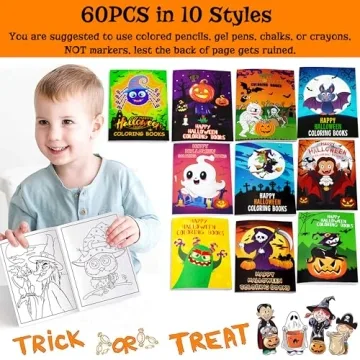 60PCS Halloween Coloring Books for Kids - Fun Party Favors