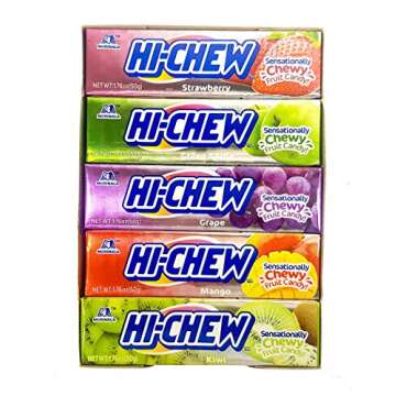 Hi-Chew Sticks Chewy Fruit Candies Variety Pack (Strawberry, Green Apple, Grape, Mango, Kiwi) 10-Pac...
