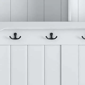 Merax 40 inch Hall Tree Entryway Bench with Storage Cabinet, 4 Hooks Coat Racks for Entrance, Hallway White
