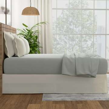 TODAY'S HOME Classic Tailored Bed Skirt Dust Ruffle, Microfiber, 14" Drop Length, Full, Ivory