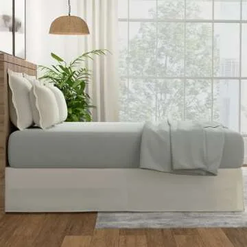 TODAY'S HOME Classic Tailored Bed Skirt Dust Ruffle, Microfiber, 14" Drop Length, Full, Ivory
