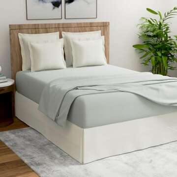 TODAY'S HOME Classic Tailored Bed Skirt Dust Ruffle, Microfiber, 14" Drop Length, Full, Ivory