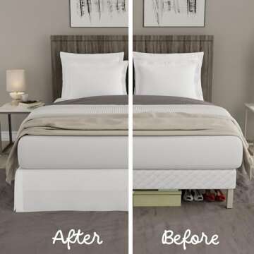 TODAY'S HOME Classic Tailored Bed Skirt Dust Ruffle, Microfiber, 14" Drop Length, Full, Ivory