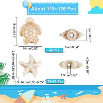 arricraft 4 Strands Turquoise Beads, Sea Turtle Beads Synthetic Turquoise Starfish Beads Ocean Anima...