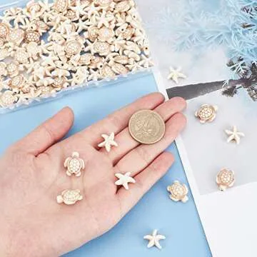 arricraft 4 Strands Turquoise Beads, Sea Turtle Beads Synthetic Turquoise Starfish Beads Ocean Animal Spacer Beads for Bracelets Earrings DIY Jewelry Making