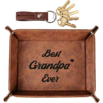 Grandpa Gifts: Leather Tray & Keychain Set