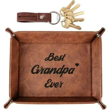 Grandpa Gifts: Leather Tray & Keychain Set