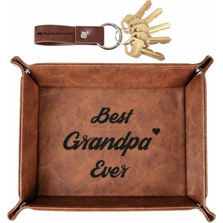 Grandpa Gifts: Leather Tray & Keychain Set