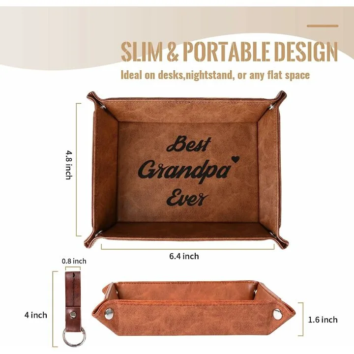 Grandpa Gifts: Leather Tray & Keychain Set