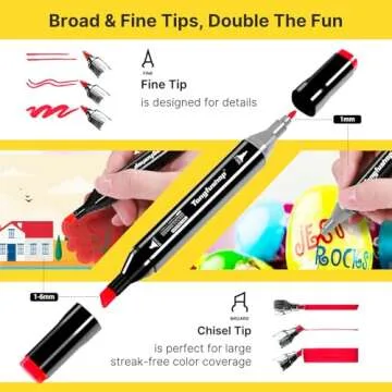 Tongfushop 80 Colors Double Tip Alcohol Marker Set