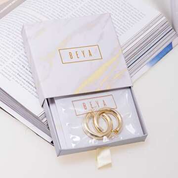 Gold Hoop Earrings – Elegant 18k Gold Plated Thick Gold Hoop Earrings - Chunky Women’s Earrings for Casual Wear, Office, Home – Lightweight and Comfortable Gold Hoops